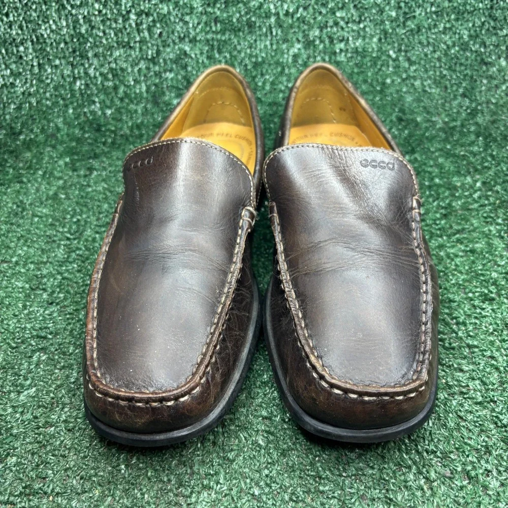 ECCO Classic Moc Vegetable Tanned Leather Slip On‎ Driving Loafer Brown Mens 7.5